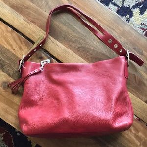 Coach red leather hobo bag